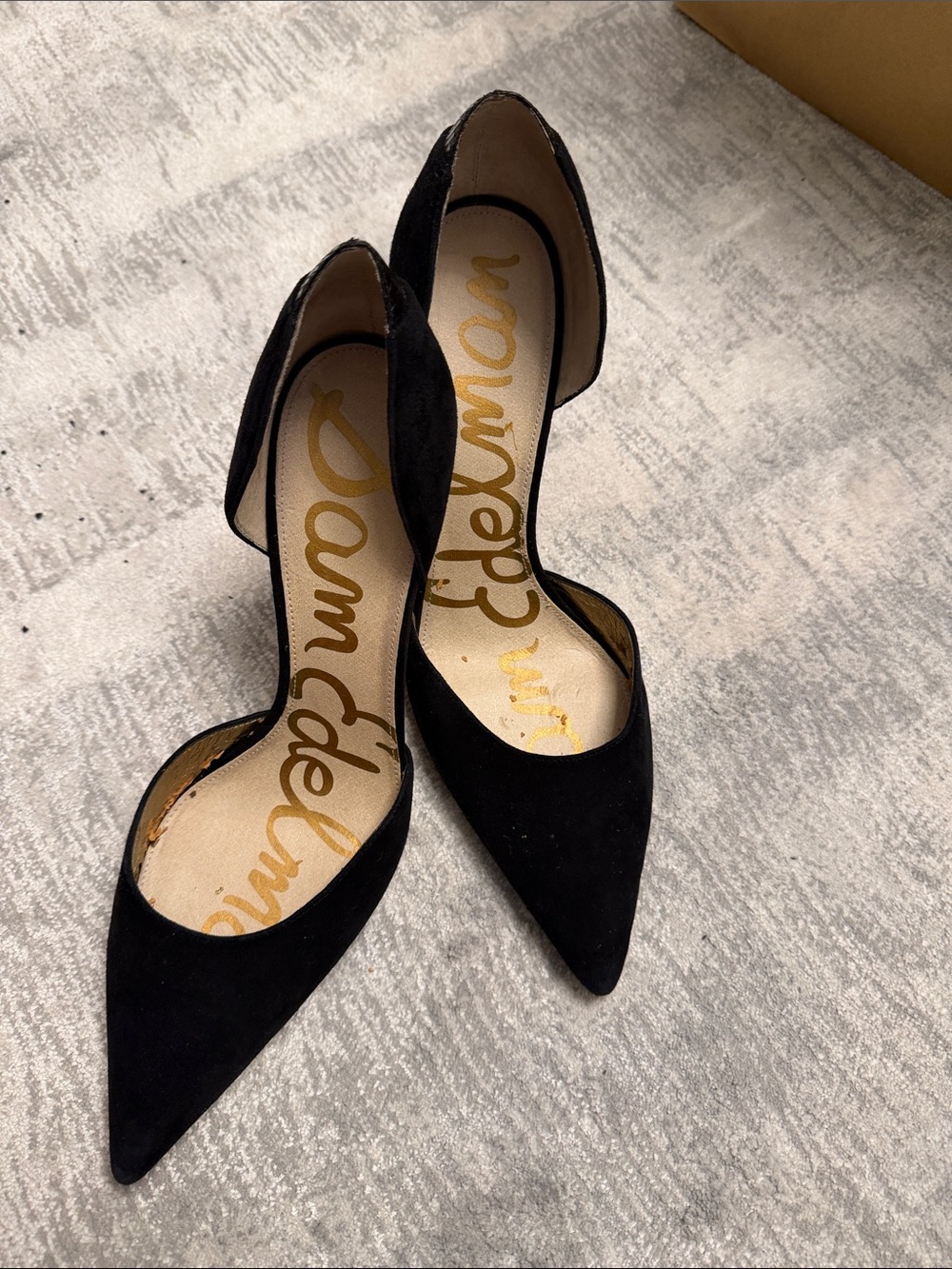 Sam Edelman Black Pointed D'Orsay Suede Heels